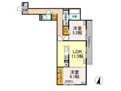 オードリーコート(2LDK/3階)の間取り写真