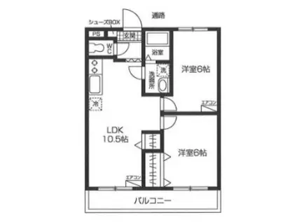 イーストワン高見原(2LDK/2階)の間取り写真