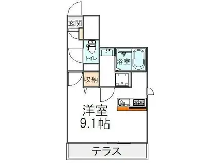 カーサ江戸川(ワンルーム/1階)の間取り写真