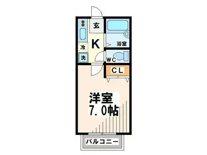 ベルハイツ(1K/1階)の間取り写真
