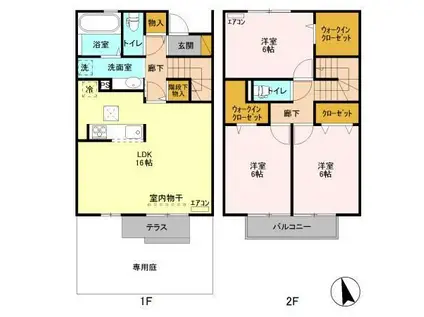 ファミリアつくばII(3LDK/1階)の間取り写真