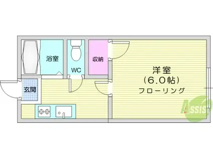 コーポ星(1K/2階)の間取り写真