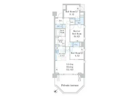 パークアクシス千川(3LDK/1階)の間取り写真