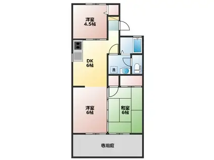 メゾン秋月(3DK/1階)の間取り写真