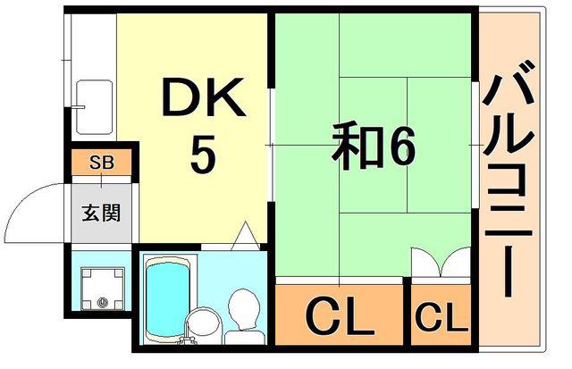 ハイム神田(1DK/2階)の間取り写真