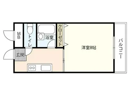 己斐西ハイム(1DK/2階)の間取り写真