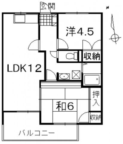 アドバンス自由が丘 C(2LDK/2階)の間取り写真