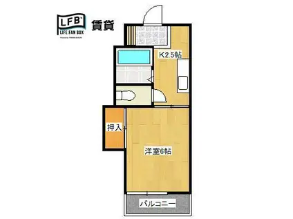 サンライズ上宇部(1K/3階)の間取り写真