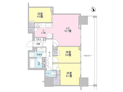 ブランズタワー芝浦(3LDK/3階)の間取り写真