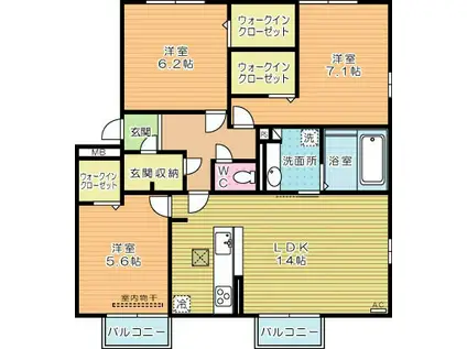 ドリームテュア(3LDK/3階)の間取り写真