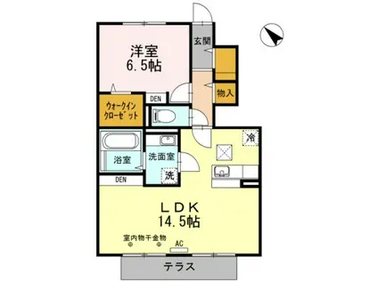 BRYANT PARK D(1LDK/1階)の間取り写真