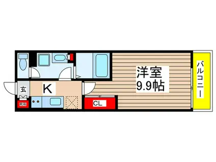 モクシオン稲毛小仲台(1K/1階)の間取り写真