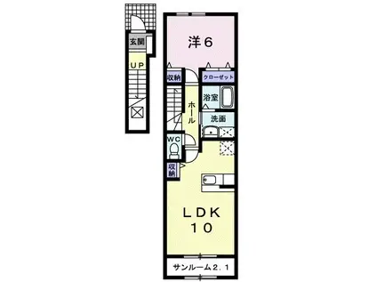 カーサ・イリーデ III(1LDK/2階)の間取り写真