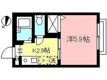 ラ・パント下北沢(1K/2階)の間取り写真