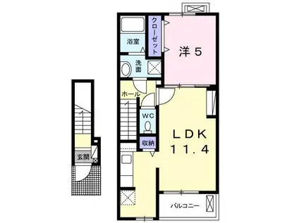 ラ・ペッシュ(1LDK/2階)の間取り写真