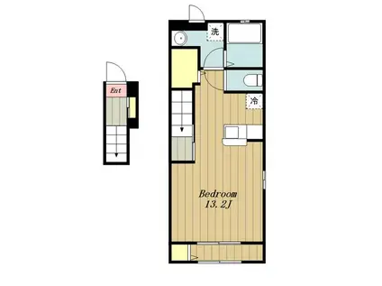 ブライト(1K/2階)の間取り写真