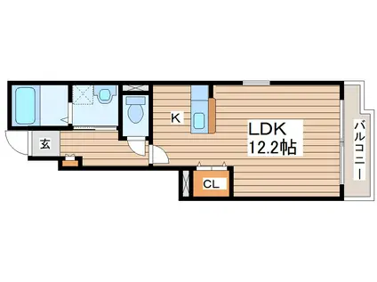 ミニョン・フルール(ワンルーム/1階)の間取り写真