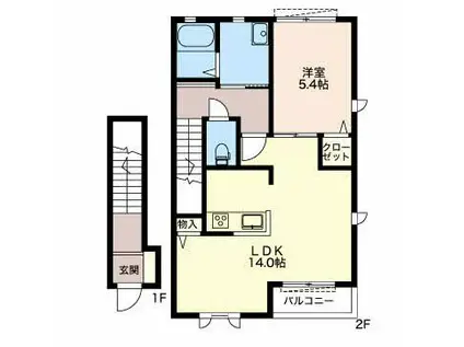 プラウド(1LDK/2階)の間取り写真