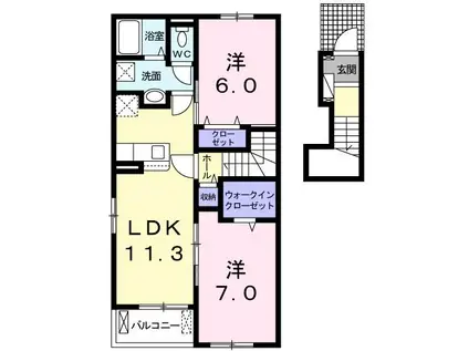 哲学の道 B(2LDK/2階)の間取り写真