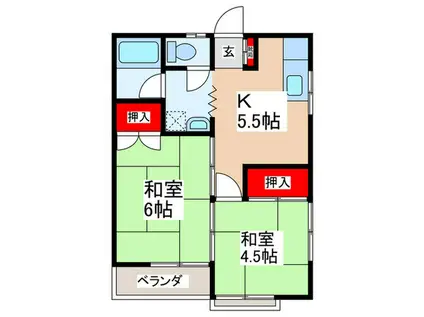 ソアラコーポ(2K/2階)の間取り写真