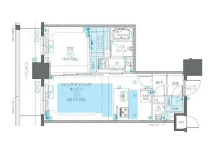 ズーム秋葉原イースト(1LDK/8階)の間取り写真