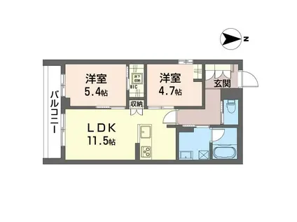 レフィアント(2LDK/1階)の間取り写真