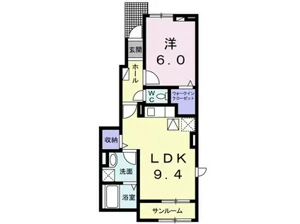 CALME(1LDK/1階)の間取り写真