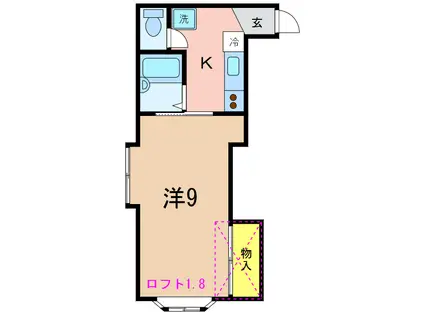 レジデンスみち(1K/1階)の間取り写真