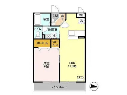 Y・K花畑(1LDK/2階)の間取り写真