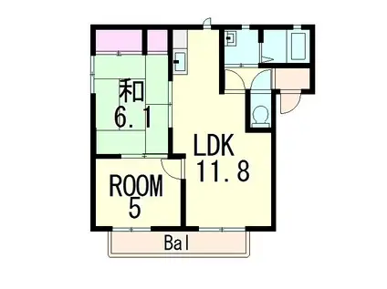 ルミエール湖都が丘(2LDK/1階)の間取り写真