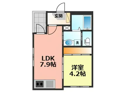 グリーンランド中小田井(1LDK/2階)の間取り写真