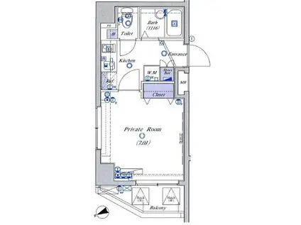 クレイシア北千束(1K/4階)の間取り写真