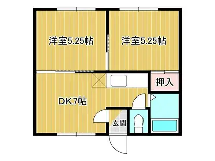 サングリーンハイツ(2DK/1階)の間取り写真