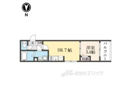 レア・オハナ山科(1DK/2階)の間取り写真