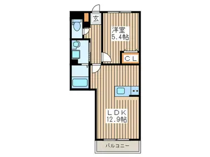 アビタシオン小田原長丁通(1LDK/2階)の間取り写真