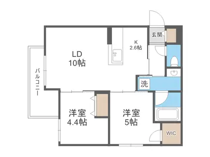 ALESIA北円山(2LDK/1階)の間取り写真