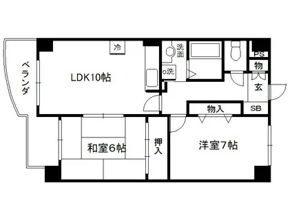 メゾンパーマネンス(2LDK/3階)の間取り写真