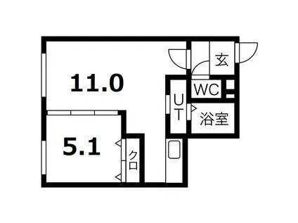 シティレジデンス南6条(1LDK/2階)の間取り写真