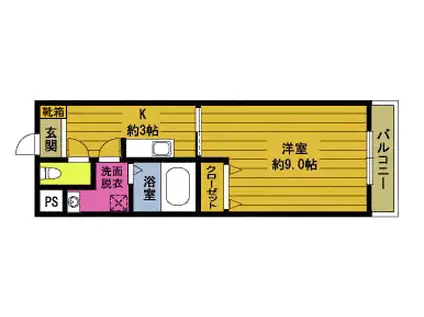 エコフローラ月ヶ平(1K/1階)の間取り写真