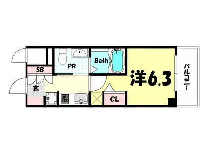 エステムプラザ神戸三宮ルクシア(1K/8階)の間取り写真