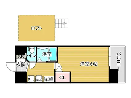 エステムコート難波ウエスト-SIDE大阪ドーム前(1K/6階)の間取り写真