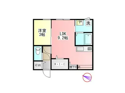 KOS NOGINOMORI(1LDK/2階)の間取り写真