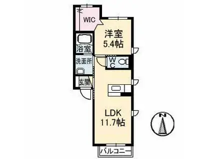 ロアシス・ド・花尻(1LDK/2階)の間取り写真