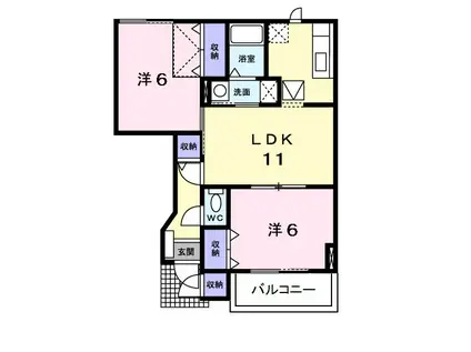 コーポシャルマンE棟(2LDK/1階)の間取り写真