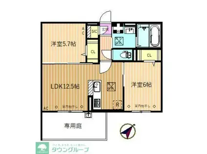 カメリア(2LDK/2階)の間取り写真