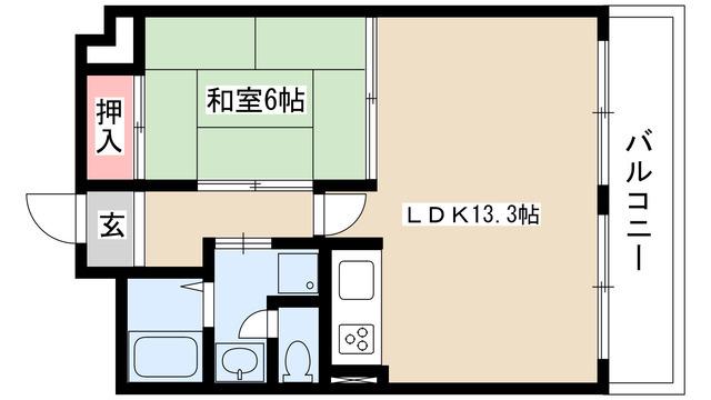 ファルコン熱田(1LDK/3階)の間取り写真