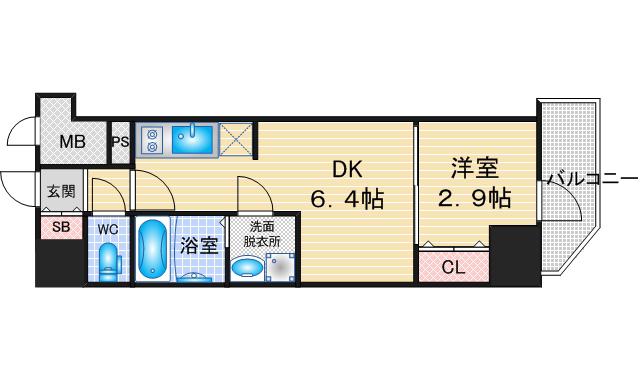 CREST TAPP名古屋山王(1DK/14階)の間取り写真