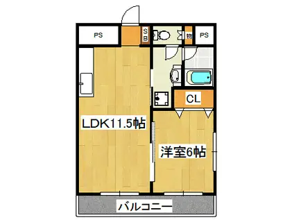 朝日ビル(1LDK/3階)の間取り写真