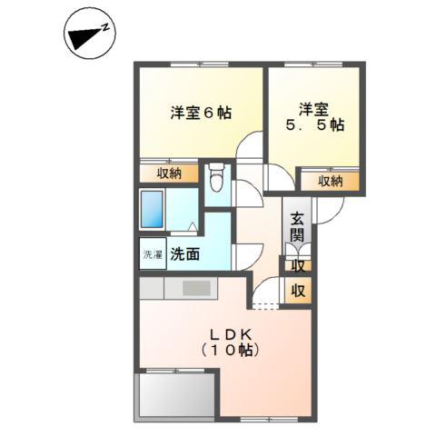 グリンビバーチェ(2LDK/2階)の間取り写真