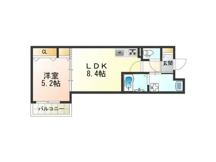 クリエオーレ安立(1LDK/3階)の間取り写真